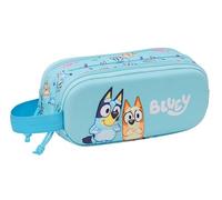 SAFTA Bleu - Trousse Double 3D pour Enfants - Idéale pour l'école - Confortable et Polyvalente - Qualité et résistance - 21 x 6 x 8 cm - Bleu Ciel - Bleu Clair