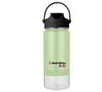 SAFTA | Bouteille isotherme 420 ml Real Madrid Infantil, acier inoxydable, double paroi isolante, sans BPA, fermeture antifuite, avec paille, dimensions : 7 x 7 x 24 cm