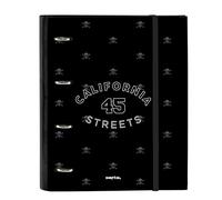 Safta Classeur 4 anneaux CALIFORNIA 35 cm, 100 feuilles A4, 27×3,5×32 cm, noir