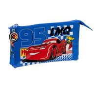 Safta Cars Race Ready - Trousse Triple, Trousse pour Enfant, idéale pour Les Enfants d'âge Scolaire, Confortable et Polyvalente, qualité et résistance, 22 x 3 x 12 cm, Couleur Bleu électrique, Bleu