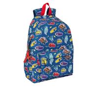 safta CARS RACING - Sac à dos pour ordinateur portable 14,1", idéal pour les jeunes de différents âges, confortable et polyvalent, qualité et résistance, 31 x 13 x 43 cm, bleu marine, M, Décontracté
