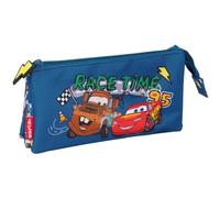 safta Cars Racing - Trousse Triple, Trousse pour Enfant, idéale pour Les Enfants d'âge Scolaire, Confortable et Polyvalente, qualité et résistance, 22 x 3 x 12 cm, Bleu Marine, M, Décontracté