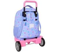 SAFTA - Cartable scolaire - large, with removable compact wheels - polychlorure de vinyle (PVC), polypropylène, acier, caoutchouc - Benetton "Lila"