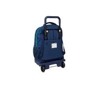 safta Benetton DAMERO - Grand Sac à Dos à roulettes, Compact, Amovible, idéal pour Enfants de différents âges, Confortable et Polyvalent, qualité et résistance, 33 x 22 x 45 cm, Bleu Marine, M,