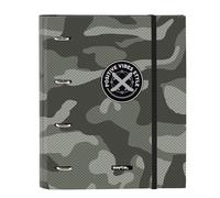 SAFTA - Classeur 4 anneaux de 35 cm avec 100 feuilles A4, idéal pour les enfants de différents âges, confortable et polyvalent, qualité et résistance, 27 x 3,5 x 32 cm, couleur noire, Noir, Estándar,