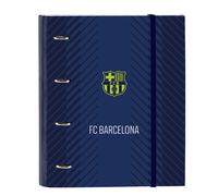 Safta Classeur F.C. BARCELONA NAVY BLUE - 4 anneaux de 35 cm, 100 feuilles A4, bleu marine