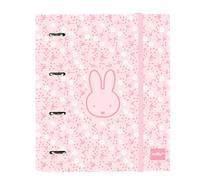 Safta Classeur 4 anneaux MIFFY FLORES 35 cm, 100 feuilles A4, Rose pâle M