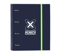Safta Munich Blue Indigo Classeur 4 anneaux de 35 cm avec 100 feuilles A4, idéal pour enfants de différents âges, confortable et polyvalent, qualité et résistance, 27 x 3,5 x 32 cm, Bleu indigo, M