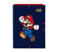 Safta Classeur folio Super Mario World – 3 rabats, polyvalent, bleu marine 26 x 36,5 cm