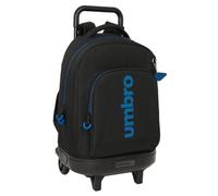 safta Umbro Jet Black - Grand Sac à Dos à roulettes, Compact, Amovible, idéal pour Les Enfants de différents âges, Confortable et Polyvalent, qualité et résistance, 33 x 22 x 45 cm, Noir, M,