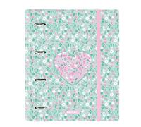 Safta CUORE Classeur 4 anneaux de 35 cm avec 100 feuilles A4, idéal pour enfants de différents âges, confortable et polyvalent, qualité et résistance, 27 x 3,5 x 32 cm, Menthe (menta), M, Décontracté