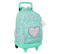 Safta CUORE - Grand sac à dos à roulettes, compact, amovible, idéal pour les enfants de différents âges, confortable et polyvalent, qualité et résistance, 33 x 22 x 45 cm, Menthe (menta), M