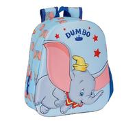 Safta DUMBO - Sac à dos d'école au design 3D, adaptable au chariot, idéal pour les enfants de différents âges, confortable et polyvalent, qualité et résistance, 27 x 10 x 33 cm, couleur bleu ciel,