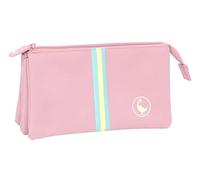 safta EL GANSO Basics - Trousse Triple, Trousse pour Enfant, idéale pour Les Enfants d'âge Scolaire, Confortable et Polyvalente, qualité et résistance, 22 x 3 x 12 cm, Rose, M, Décontracté