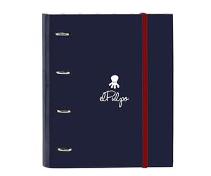 Safta EL PULPO - Classeur 4 anneaux de 35 cm avec 100 feuilles A4, idéal pour enfants de différents âges, confortable et polyvalent, qualité et résistance, 27 x 3,5 x 32 cm, bleu marine, M