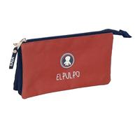 safta EL PULPO - Trousse Triple, Trousse pour Enfant, idéale pour Les Enfants d'âge Scolaire, Confortable et Polyvalente, qualité et résistance, 22 x 3 x 12 cm, Rouge chaudière/Bleu Marine, M