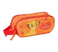 Safta EL Rey Leon 3D Trousse double 3D, trousse pour enfant, idéale pour les enfants d'âge scolaire, confortable et polyvalente, qualité et résistance, 21 x 6 x 8 cm, couleur orange, orange, Estándar,