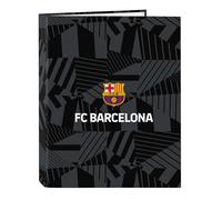 Safta F.C. Barcelona Black Classeur avec feuilles 4 anneaux, idéal pour enfants de différents âges, confortable et polyvalent, qualité et résistance, 26,5 x 33 cm, couleur noire