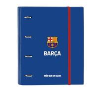 Safta F.C. BARCELONE 2ème ÉQUIPATION Classeur 4 anneaux de 35 cm avec 100 feuilles A4, idéal pour les enfants de différents âges, confortable et polyvalent, qualité et résistance, 27 x 3,5 x 32 cm,