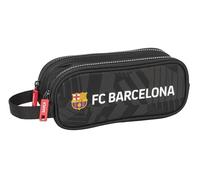 Safta F.C. Barcelone Black - Trousse double pour enfant, idéale pour les enfants d'âge scolaire, confortable et polyvalente, qualité et résistance, 21 x 6 x 8 cm, couleur noire, Noir, Estándar,
