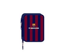 safta F.C. Barcelone - Trousse Scolaire avec 56 Outils Inclus, Trousse pour Enfant, Pratique et Polyvalente, Nettoyage Facile, 19,5 x 24,8 x 4,5 cm, Couleur Bleu Marine/Grenat, Bleu Marine/Grenat,