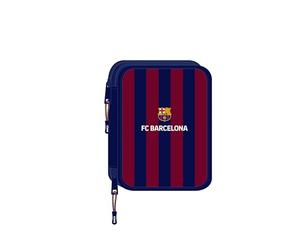 safta F.C. Barcelone - Trousse Scolaire avec 56 Outils Inclus, Trousse pour Enfant, Pratique et Polyvalente, Nettoyage Facile, 19,5 x 24,8 x 4,5 cm, Couleur Bleu Marine/Grenat, Bleu Marine/Grenat,