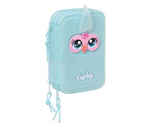 safta Furby - Trousse Scolaire avec 37 Outils Inclus, Trousse pour Enfant, idéale pour Les Enfants de 5 à 14 Ans, Confortable et Polyvalente, qualité et résistance, 12,5 x 5,5 x 19,5 cm, Bleu Ciel, M