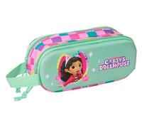 Safta GABBY'S DOLLHOUSE 3D - Trousse double 3D, trousse pour enfant, idéale pour les enfants d'âge scolaire, confortable et polyvalente, qualité et résistance, 21 x 6 x 8 cm, multicolore, M
