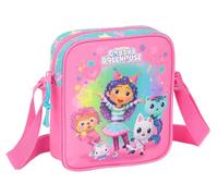 Safta GABBY'S DOLLHOUSE CONFETTI - Petit sac à bandoulière pour enfant, idéal pour les enfants de 5 à 14 ans, confortable et polyvalent, qualité et résistance, 16 x 4 x 18 cm, Rose/Turquoise, M