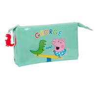 Safta George Trousse Triple pour Enfants, idéale pour Les Enfants d'âge Scolaire, Confortable et Polyvalente, qualité et résistance, 22 x 3 x 12 cm, Vert Menthe, Vert Menthe, Estándar, Décontracté