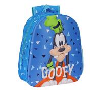 Safta GOOFY - Sac à dos d'école avec design 3D, adaptable à la voiture, idéal pour enfants de différents âges, confortable et polyvalent, qualité et résistance, 27 x 10 x 33 cm, couleur bleue, bleu,