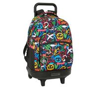 SAFTA GRAFFITI COLORS - Grand sac à dos à roulettes, compact, amovible, idéal pour les enfants de différents âges, confortable et polyvalent, qualité et résistance, 33 x 22 x 45 cm
