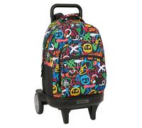 SAFTA GRAFFITI COLORS - Grand sac à dos à roulettes, compact évolution, amovible, idéal pour les enfants de différents âges, confortable et polyvalent, qualité et résistance, 33 x 22 x 45 cm