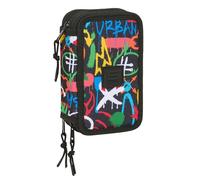 SAFTA GRAFFITI COLORS - Trousse scolaire avec 37 outils inclus, trousse pour enfant, idéale pour enfants de 5 à 14 ans, confortable et polyvalente, qualité et résistance, 12,5 x 5,5 x 19,5 cm