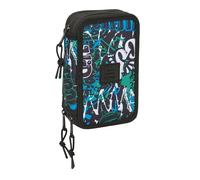 SAFTA GRAFFITI GO - Trousse scolaire avec 37 outils inclus, trousse pour enfant, idéale pour enfants de 5 à 14 ans, confortable et polyvalente, qualité et résistance, 12,5 x 5,5 x 19,5 cm