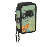 SAFTA GRAFFITI Zone - Trousse scolaire avec 37 outils inclus, trousse pour enfant, idéale pour les enfants de 5 à 14 ans, confortable et polyvalente, qualité et résistance, 12,5 x 5,5 x 19,5 cm
