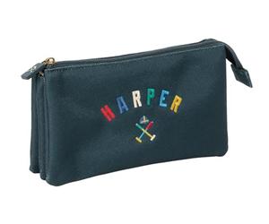 safta Harper & Neyer - Trousse Triple, Trousse pour Enfant, idéale pour Les Enfants d'âge Scolaire, Confortable et Polyvalente, qualité et résistance, 22 x 3 x 12 cm, Bleu Marine, M, Décontracté