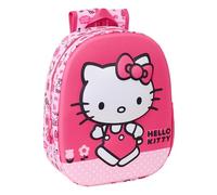 Safta Sac à dos d'école Hello Kitty 3D – Adaptable au chariot, 27×10×33 cm Rose M