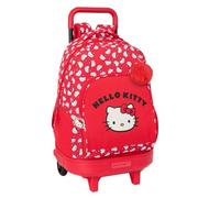 safta Hello Kitty Iconic - Grand Sac à Dos à roulettes, Compact, Amovible, idéal pour Les Enfants de différents âges, Confortable et Polyvalent, qualité et résistance, 33 x 22 x 45 cm, Rouge, Blanc,