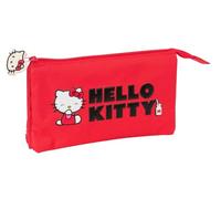 safta Hello Kitty Iconic - Trousse Triple, Trousse pour Enfant, idéale pour Les Enfants d'âge Scolaire, Confortable et Polyvalente, qualité et résistance, 22 x 3 x 12 cm, Rouge, Blanc, M, Décontracté