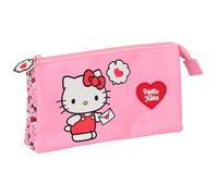 safta Hello Kitty - Trousse Triple, Trousse pour Enfant, idéale pour Les Enfants d'âge Scolaire, Confortable et Polyvalente, qualité et résistance, 22 x 3 x 12 cm