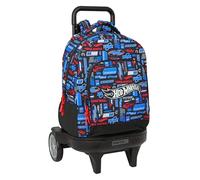 safta Hot Wheels - Grand Sac à Dos à roulettes, Compact évolution, Amovible, idéal pour Les Enfants de différents âges, Confortable et Polyvalent, qualité et résistance, 33 x 22 x 45 cm, Multicolore