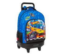 safta Hot Wheels Let's Race - Grand Sac à Dos à roulettes, Compact, Amovible, idéal pour Les Enfants de différents âges, Confortable et Polyvalent, qualité et résistance, 33 x 22 x 45 cm, Bleu/Noir,