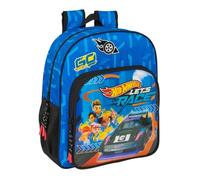 safta HOT WHEELS LET'S RACE - Sac à dos scolaire pour enfant, adaptable au chariot, idéal pour les enfants d'âge scolaire, confortable et polyvalent, qualité et résistance, 32 x 12 x 38 cm, Bleu /