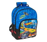 safta HOT WHEELS LET'S RACE - Sac à dos scolaire pour enfants, idéal pour les enfants de différents âges, confortable et polyvalent, qualité et résistance, 32 x 15 x 42 cm, Bleu/noir, M, Décontracté