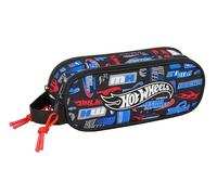SAFTA Hot Wheels - Trousse Double pour Enfant, idéale pour Les Enfants d'âge Scolaire, Confortable et Polyvalente, qualité et résistance, 21 x 6 x 8 cm, Multicolore, M, Décontracté
