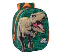 safta JURASSIC World 3D - Sac à dos d'école, avec design 3D, adaptable au chariot, idéal pour les enfants de différents âges, confortable et polyvalent, qualité et résistance, 27 x 10 x 33 cm, Vert