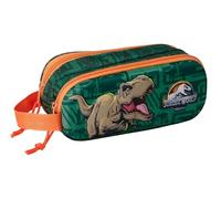Safta JURASSIC World 3D - Trousse double 3D, trousse pour enfant, idéale pour les enfants d'âge scolaire, confortable et polyvalente, qualité et résistance, 21 x 6 x 8 cm, Vert foncé, M, Décontracté