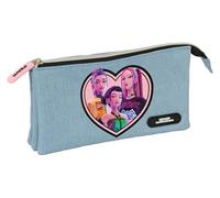 safta K-Pop Demon Hunters - HUNTR/X - Trousse Triple, idéale pour Les Enfants d'âge Scolaire, Confortable et Polyvalente, résistance, 22 x 3 x 12 cm