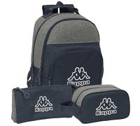 Safta Kappa Dark Navy Sac à Dos, Trousse et Trousse de Toilette avec Triple Compartiment, Sac à Dos Kappa Adaptable au Chariot, Trousse Kappa Adaptable au Chariot Porte-Sacs à Dos Kit Complet Kappa